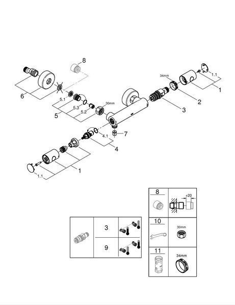 GROTHERM 800 Cosmopolitan смеситель термостат для душа, хром Grohe 34765000 34765000 фото