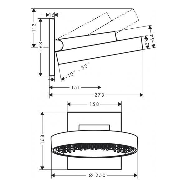 Rainfinity Верхнiй душ 250 3jet з настiнним тримачем, хром HANSGROHE 26232000 26232000 фото