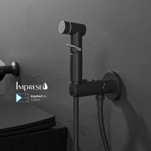 Imprese Kucera чорний матовий. Гігієнічний душ з змішувачем, з гачком, прихований монтаж. f03703410AA 93706 фото