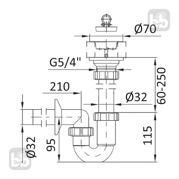 Сифон для умывальника и биде, бутылочный, пластик. Imprese SWB000365032 SWB000365032 фото