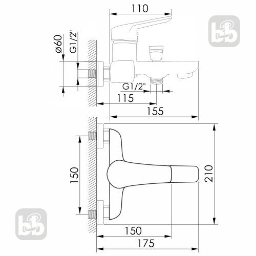 Смеситель для ванны Imprese Krasa f03208601AA f03208601AA фото