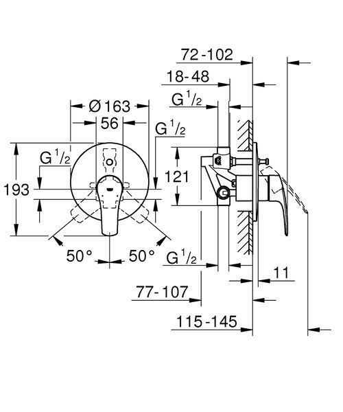 Змішувач прихованого монтажу з перемикачем хром Grohe Eurosmart New 33305003 33305003 фото