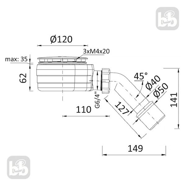 Сифон для душового піддона 90мм Imprese SSB090062050 SSB090062050 фото