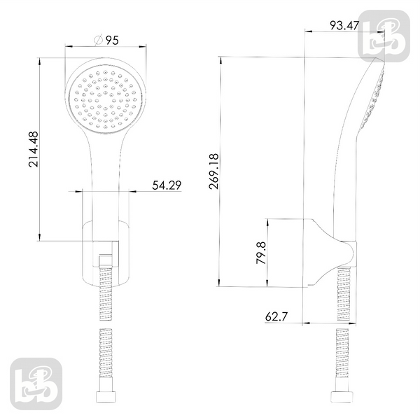 Матовый Черный Душевой набор: лейка 1 режим, шланг 150см. Imprese Modus f03808210SP 93853 фото