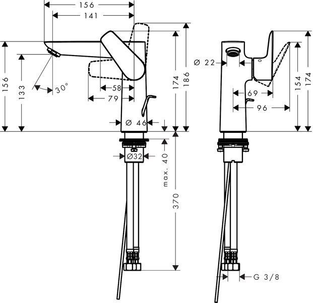 Talis E Чорний Змішувач для раковини Hansgrohe 71754670 71754670 фото