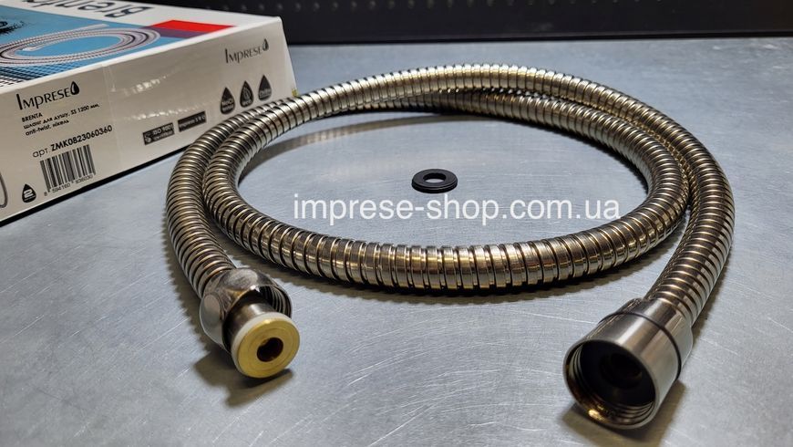 Imprese Brenta никель мат. Шланг для гигиенического душа 120 см, SS нержсталь, anti-twist. ZMK0823060360 93603 фото