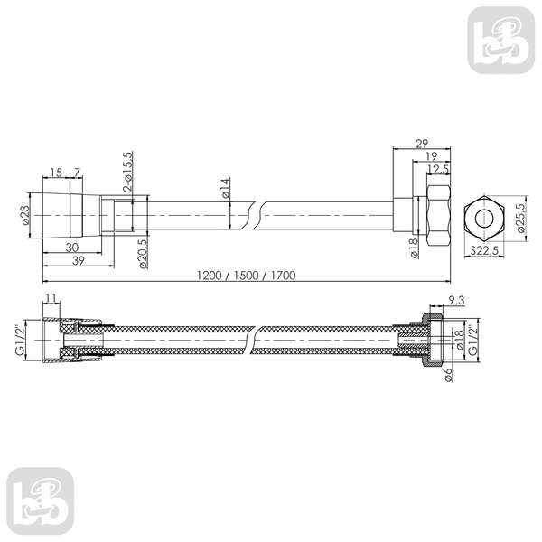 Шланг для гігієнічного душу 120см, гладкий, хром, anti-twist, Imprese f03600101TA 101122 фото