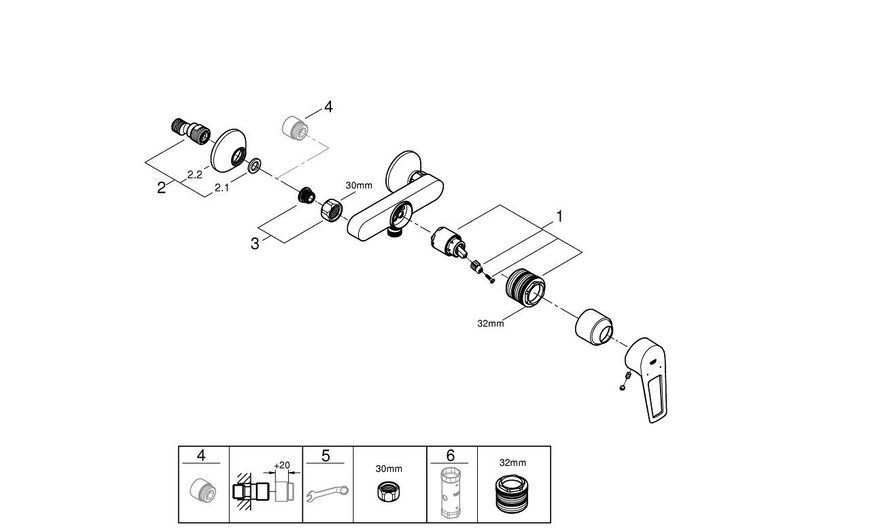 Змішувач для душу Grohe BauLoop New, хром 23634001 23634001 фото