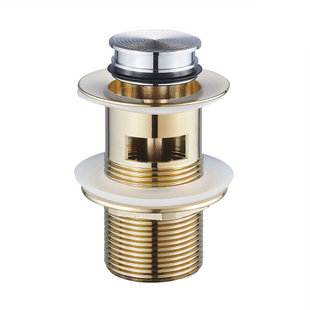Золотой Сифон Донный клапан click-clack 1 1/4" с переливом, без накладки, cepillado oro, Volle 9000.104115 94269 фото