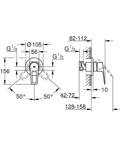 Змішувач прихованого монтажу для душу Grohe BauLoop New, хром 29042001 29042001 фото