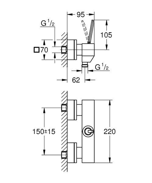 Eurocube Joy Змішувач для душу одноважільний, DN 15, джойстік, хром, Grohe 23665000 23665000 фото