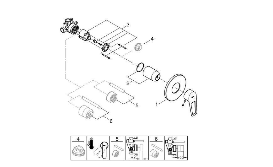 Змішувач прихованого монтажу для душу Grohe BauLoop New, хром 29042001 29042001 фото