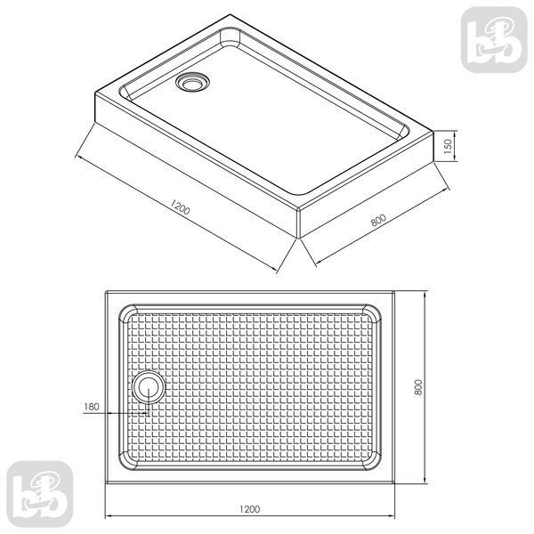 Душевой поддон 120*80*15 прямоугольный с сифоном Imprese s0941280S 93334 фото