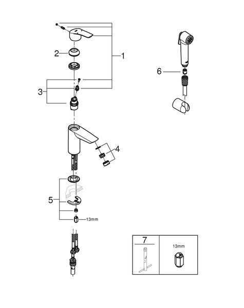 EUROSMART NEW змішувач для умивальника з гігієнічним душем Grohe 23124003 23124003 фото