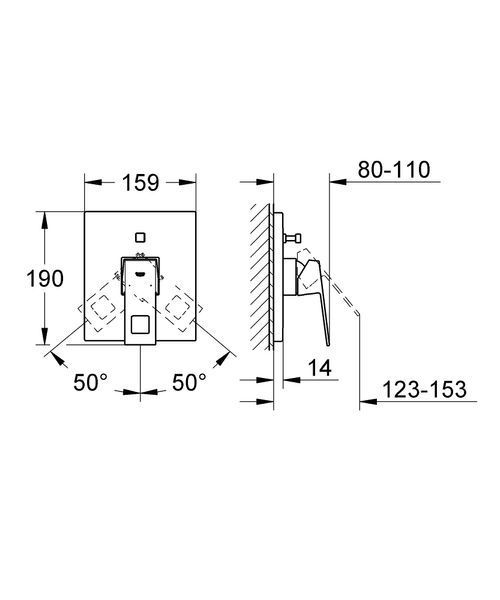 Grohe Eurocube Змішувач прихованого монтажу на 2 виходи для ванни, одноважильний Grohe 19896000 19896000 фото