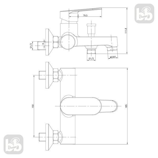 Imprese Lesna білий. Змішувач для ванни, короткий: 35мм; клапан; латунь. 10070w 10070w фото