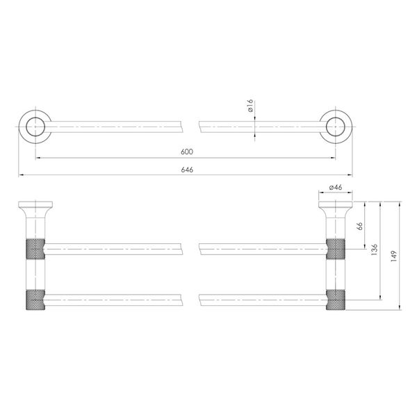 Imprese BRENTA графитовый хром. Полотенцедержатель двойной, штанга; 60см. ZMK091908290 ZMK091908290 фото