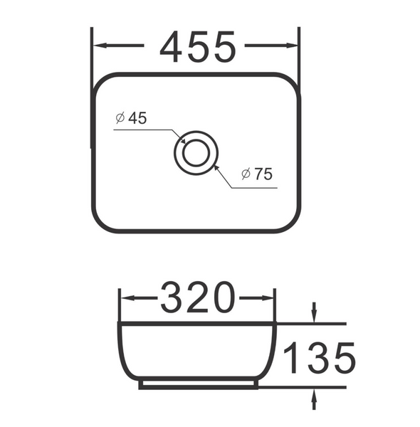 Умывальник накладной 45x32см раковина чаша, белый, Imprese I-form с06010603-46 100802 фото