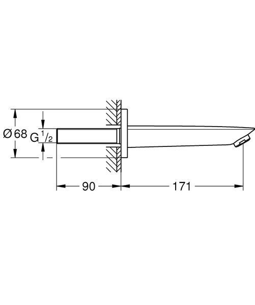 Grohe BAUCOSMOPOLITAN Neutral (хром). Излив для ванны со стены (скрытый монтаж). 13255001 13255001 фото