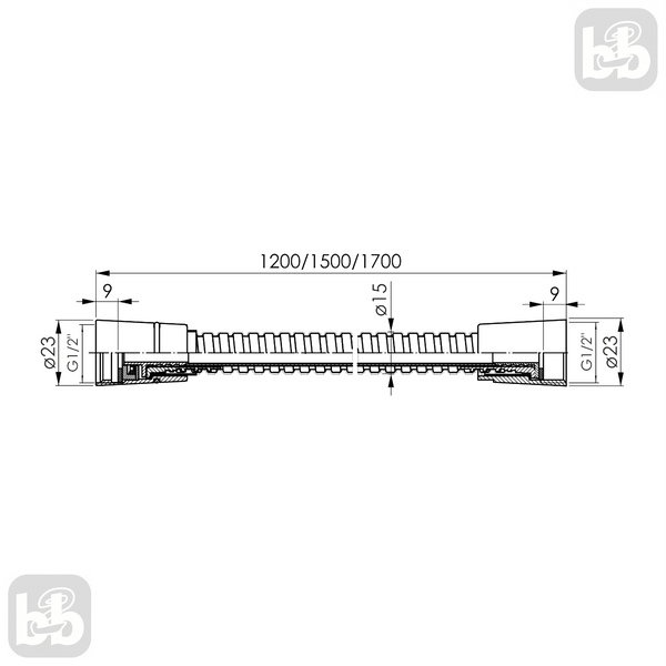 Матовий Чорний Шланг для душу 170см, SS нержсталь, anti-twist, IMPRESE f03600110SF f03600110SF фото