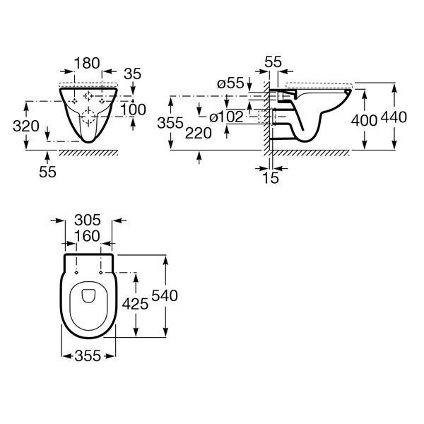 DEBBA Round Rimless унітаз підвісний, з сидінням Slim slow closing ROCA A34H992000 A34H992000 фото