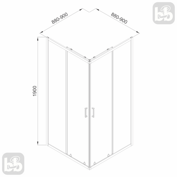 Душевая кабина 90*90 раздвижная, квадратная, хром, стекло тонированное, Imprese Scala s09806081GR 95139 фото