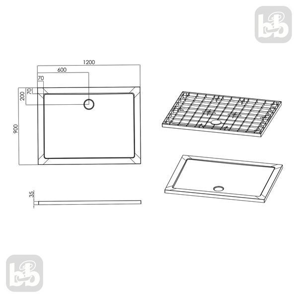 Imprese ShowerPad белый. Душевой поддон 120*90*3,5см ультратонкий, композитный (до 500кг). SPS-1290 86491 фото