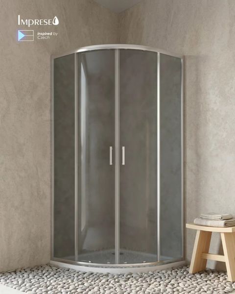 Душевая кабина 90*90 раздвижная, хром, стекло тонированное, Imprese Scala s09806091GR 95136 фото
