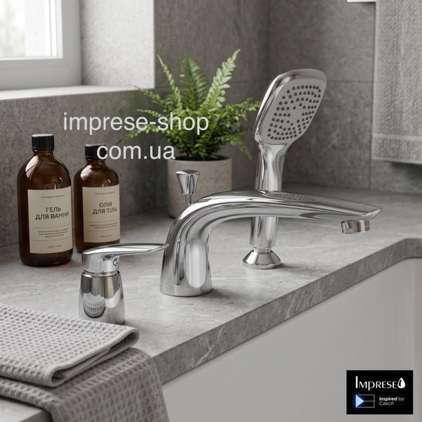 Imprese PRAHA New хром. Змішувач на борт ванни: 3 отвори; душ ручний. 85030 new 53031 фото