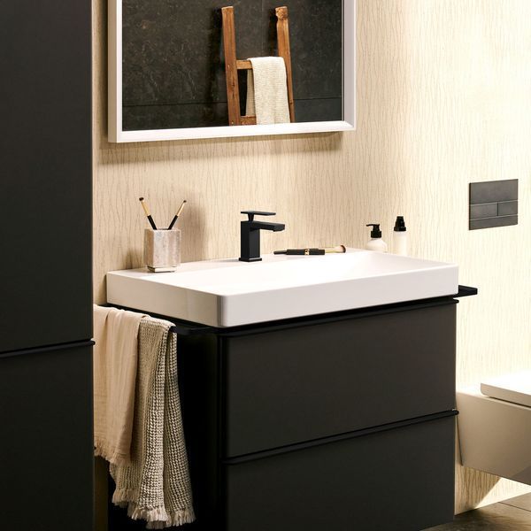 TECTURIS E змішувач для умивальника 80, одноважільний, Eco Smart, Сool Start, колір чорний матовий HANSGROHE 73002670 73002670 фото