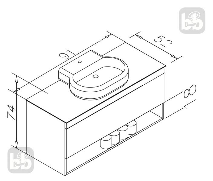 BLACK EDGE шафка 90см з накладним умивальником і стільницею Imprese f32119W(1) 81851 фото