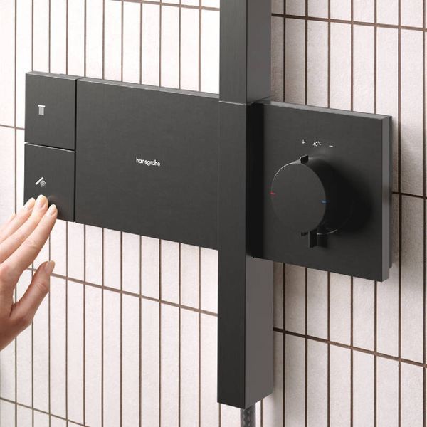 RAINDANCE ALIVE Q душова система Showerpipe 210/340, 1jet, з термостатом, шліфованний чорний хром Hansgrohe 24580340 24580340 фото