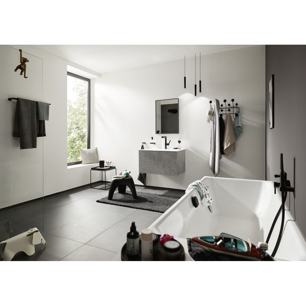 ADDSTORIS тримач рушника подвійний, колір чорний матовий HANSGROHE 41743670 41743670 фото