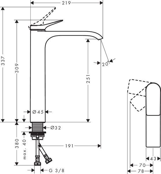 VIVENIS змішувач для умивальника 250,CoolStart, колір шліфованна бронза HANSGROHE 75045140 75045140 фото