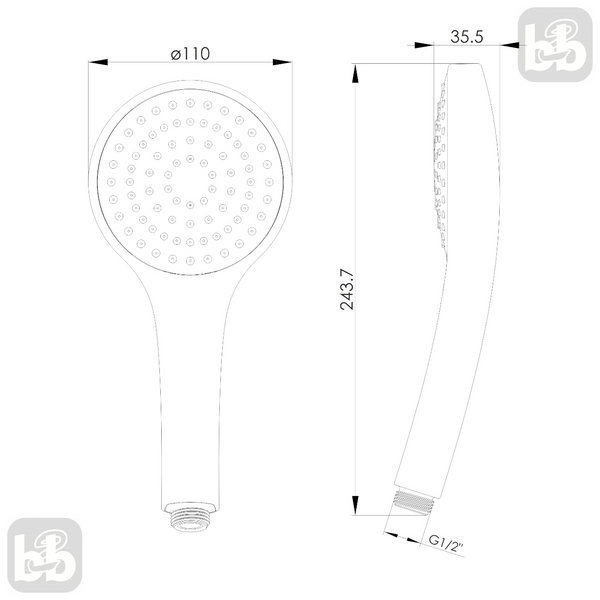 Ручний душ лійка 110мм 1 режим хром Imprese f03600101BC f03600101BC фото