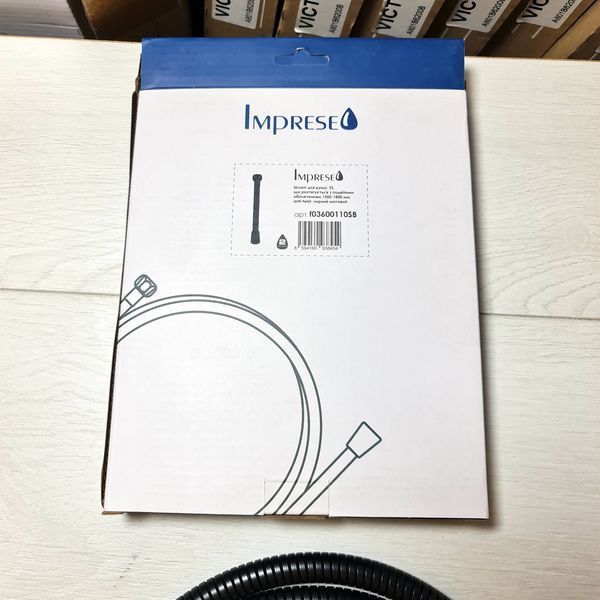 Imprese (чорний мат). Шланг для душу, SS (150-180см; anti-twist; стальне плетіння). f03600110SB f03600110SB фото