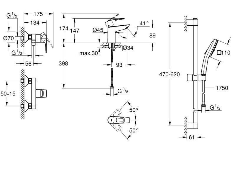 BAULOOP набір змішувачів для душу (23337001+23634001+26748003) GROHE UA123220S1 UA123220S1 фото