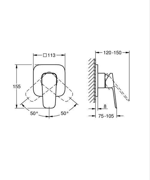 CUBEO змішувач для душу, ПМ, комплект, чорний матовий GROHE 1017752430 1017752430 фото