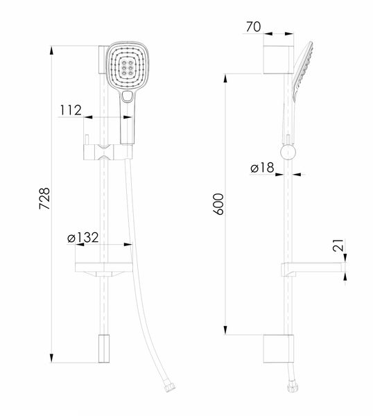 Черный набор для душа 72см стойка с лейкой Volle CASCADA B55 1586.170604 1586.170604 фото