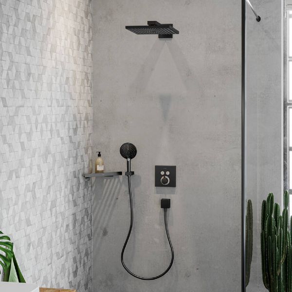 Raindance E Верхнiй душ 300 Air 1jet, з тримачем 390 мм, шлiфований чорний хром HANSGROHE 26238340 26238340 фото