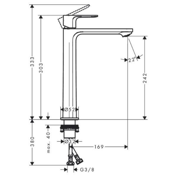 REBRIS S змішувач для умивальника 240, CoolStart, EcoSmart+, хром HANSGROHE 72590000 72590000 фото