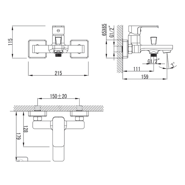 Imprese Bilovec нікель. Змішувач для ванни квадратний soft-cube, 159/35. f03200906AB 94014 фото