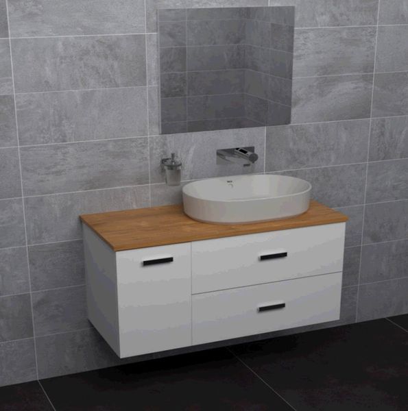 VICTORIA BASIC MODULAR комплект 89см: тумба 59см під накладний умивальник; модуль 30см із дверцятами; стільниця89 см; колір:білий/білий/дуб ROCA A85657580D A85657580D фото