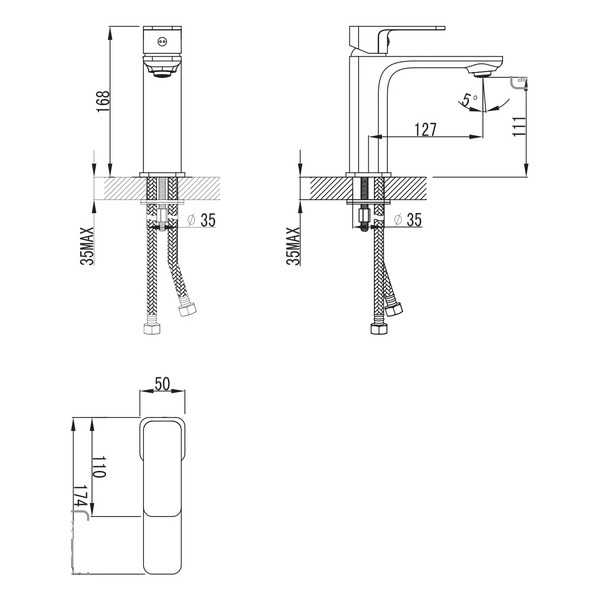 Imprese Bilovec никель. Смеситель для умывальника квадратный soft-cube, 127/111/35. f03500906AA 93654 фото