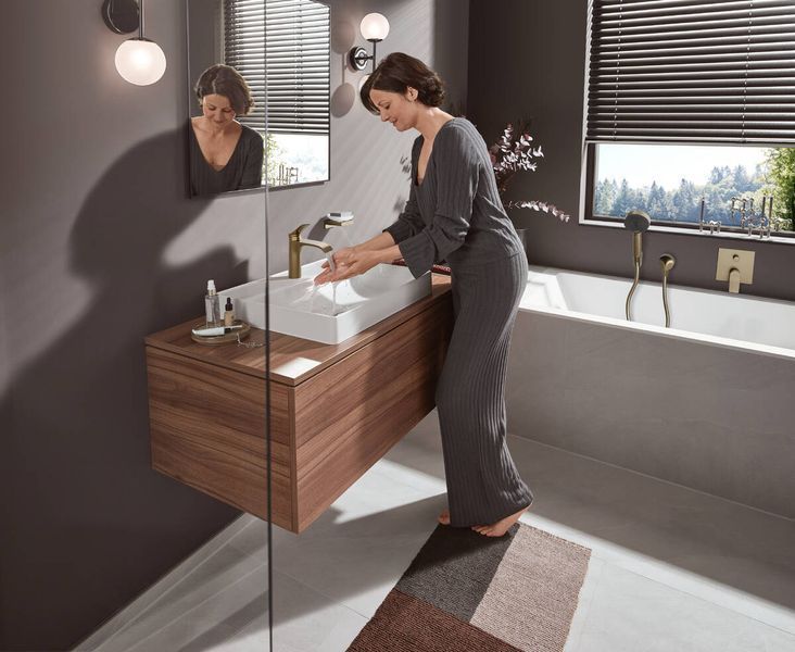 VIVENIS змішувач для умивальника 110 CoolStart, pop up, шліфованна бронза HANSGROHE 75023140 75023140 фото