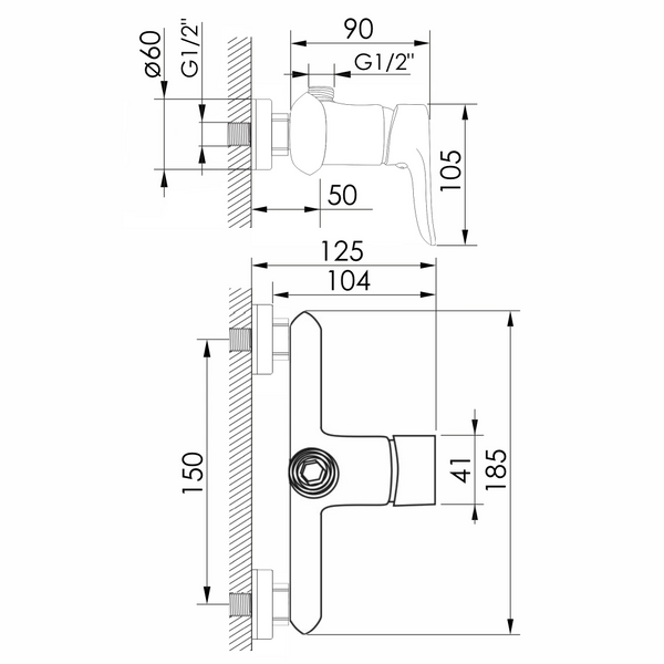 Imprese Kvet хром. Змішувач для душу: 125/35 мм; 1/2; латунь. f03307201AA 84142 фото