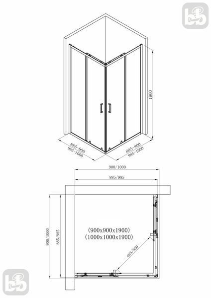 Душова кабіна 100*100 розсувна, квадратна, хром, скло прозоре 6мм, Imprese VALTICE New i51480 89187 фото