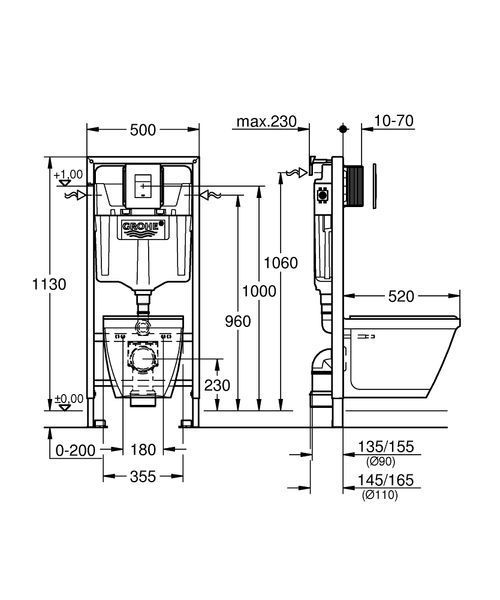 Solido Perfect Набір 4 в 1 інсталяція з підвісним унітазом Grohe 39186000 39186000 фото