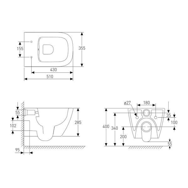 Volle Solo (сірий). Cидіння-кришка для унітазу (slow-closing; Slim; Duroplast). 13-55-111Grey(2) 13-55-111Grey(2) фото