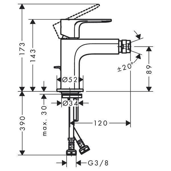 REBRIS E змішувач для біде, чорний матовий HANSGROHE 72211670 72211670 фото
